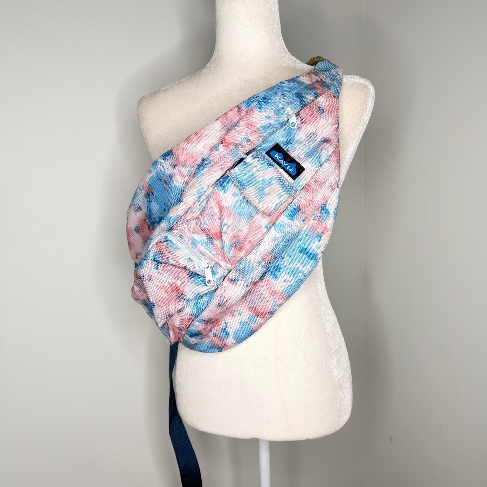 Kavu Rope Sling Bag Backpack Tie Dye Cotton Candy Blue Pink